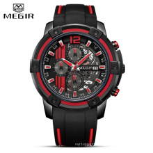 MEGIR 2097 Chronograph Mens Sport Watches With Silicone Band Big Dial Military Quartz Watch Men Clock High Quality